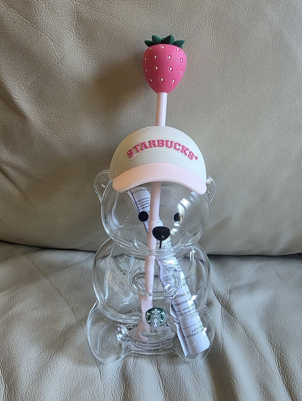 Starbucks Glass Bearista Cold Drink Cup - Pink Strawberry